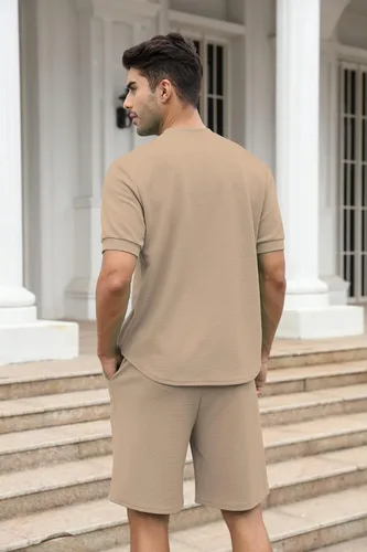 Miniatura 24 de FZNHQL Conjunto deportivo de moda para hombre, 2 piezas, casual, atlético, para correr, manga corta/larga, conjunto para hombre