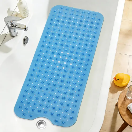 Miniatura 25 de Tapete de ducha negro antideslizante de 17 x 30 pulgadas, tamaño estándar, tapete de baño de burbujas suaves para ducha interior, tapete de baño