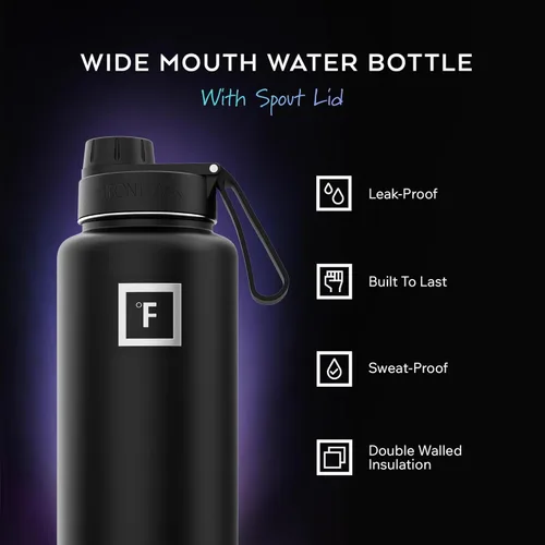 Miniatura 2 de IRON °FLASK Frasco de hidratación para acampar y senderismo con boquilla, botella de agua deportiva de acero inoxidable con aislamiento de boca