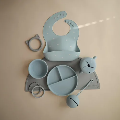 Miniatura 3 de mushie Mantel individual de silicona para niños, diseño antideslizante sin BPA (piedra)