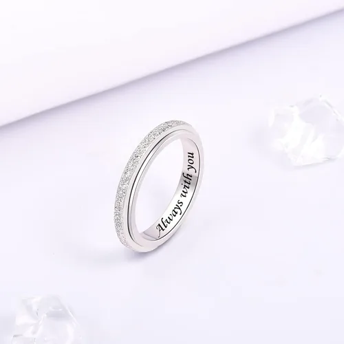 Miniatura 3 de Teioa Sterling Silver Spinner Fidget Ring Anti Anxiety Worry Relieving Boredom ADHD Autism Band Ring for Women Men