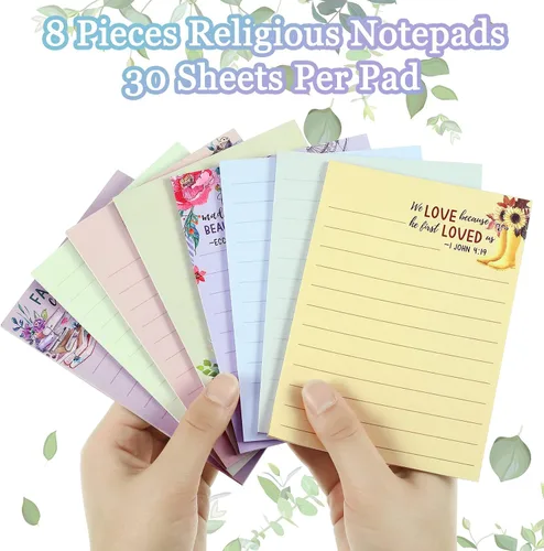 Miniatura 3 de 8 Pack Christian Sticky Notes Samll Scripture Inspirational Memo Pads Floral Design Adhesive Religious Bible Verse Quotes Notepads for Writing Diary