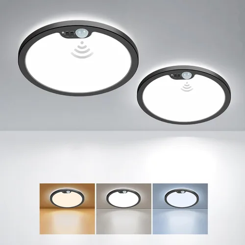Miniatura 10 de BLNAN Lámpara de techo con sensor de movimiento con cable, 8.7 pulgadas, 3000 K, 4000 K, 5000 K, seleccionable, lámpara LED de montaje empotrado