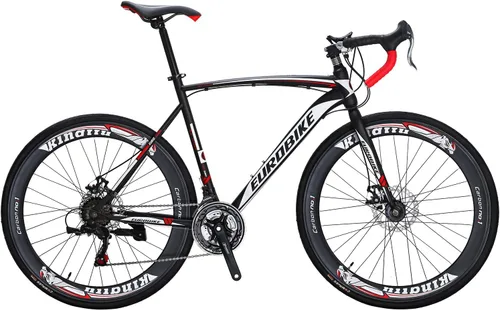 Miniatura 7 de EUROBIKE Bicicleta de carretera,Ruedas 700C Frenos de disco de 21 velocidades,Bicicleta para hombre o mujer,Marco de 21.3 in/19.3 in