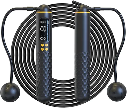 Cuerda de saltar inteligente con contador - Cuerda de saltar 2 en 1 con cable e inalámbrica con pantalla HD, recargable tipo C, longitud ajustable,