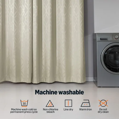Miniatura 6 de Amazon Basics Cortinas Jacquard 100% opacas de 2 piezas, cortinas para sala de estar y dormitorio, tratamiento de ventana con aislamiento térmico