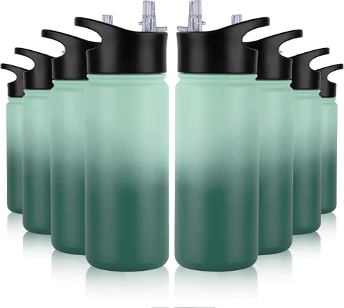 Miniatura 19 de Botella de agua aislada de 64 onzas con tapas de pajita y boquilla, jarra de agua de acero inoxidable de medio galón con mango de paracord, vacío