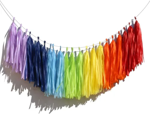 Miniatura 5 de 20 borlas de papel de seda para decoración de fiestas, bodas, festivales, baby shower, festivales, etc., negro 25 cm
