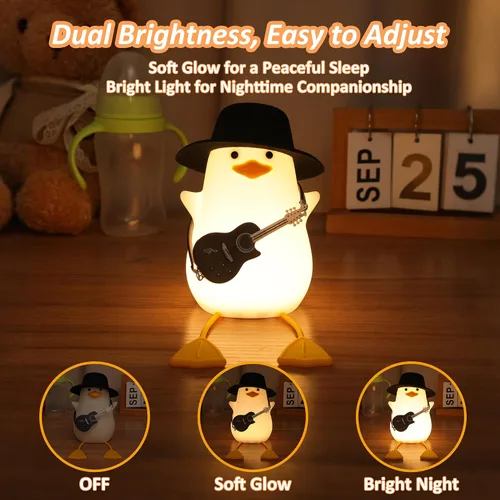 Miniatura 4 de Lámpara de noche con forma de pato Anywin, lámpara de pato blandita, lámpara de noche de silicona para cama con diseño de pato divertido
