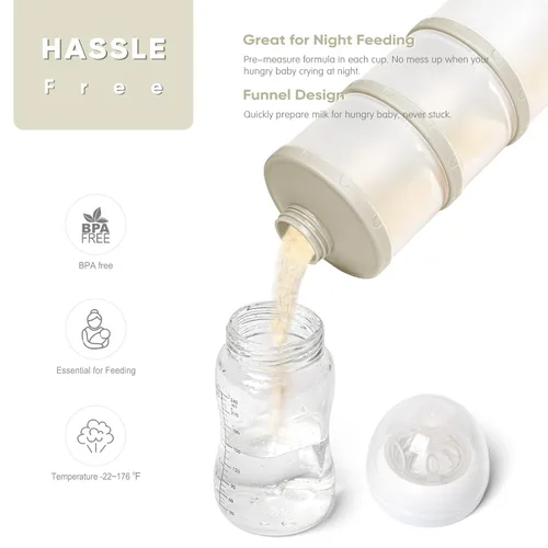 Miniatura 5 de Dispensador de fórmula apilable Termichy, contenedor portátil de leche en polvo, 2 paquetes, gris cálido