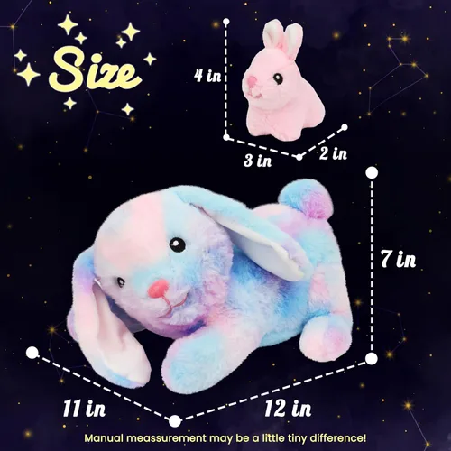 Miniatura 6 de Hopearl Conejo de peluche LED con luces, juguete de peluche con mamá y 3 bebés en su barriga, nana animada, calmante para mamá, niños pequeños