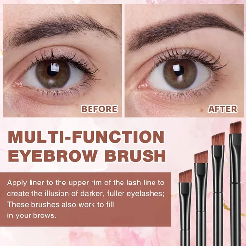 Miniatura 3 de Gerrii 100 cepillos desechables en ángulo para cejas, cepillo delineador de ojos, cepillos de ángulo desechables, pinceles de tintado para mujeres