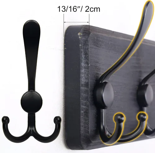 Miniatura 4 de SKOLOO Perchero de pared montado en la pared de estilo rústico: Perchero de pared de pino de madera auténtica de 40,6 cm de orificio a orificio
