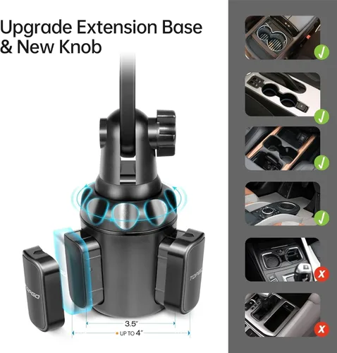 Miniatura 4 de Soporte de teléfono para coche, regulable, para teléfonos inteligentes, Negro
