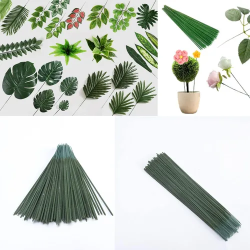 Miniatura 5 de 100 piezas de tallo floral de plástico de 7.87 pulgadas/7.9 in, varillas de flores artificiales, accesorios para hacer alambre, manualidades, ramo