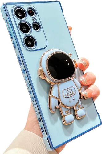 Miniatura 19 de Funda compatible con Samsung Galaxy Z Flip 5/Z Flip 6 con soporte, diseño de astronauta 3D de lujo para mujeres, funda protectora suave diseñada