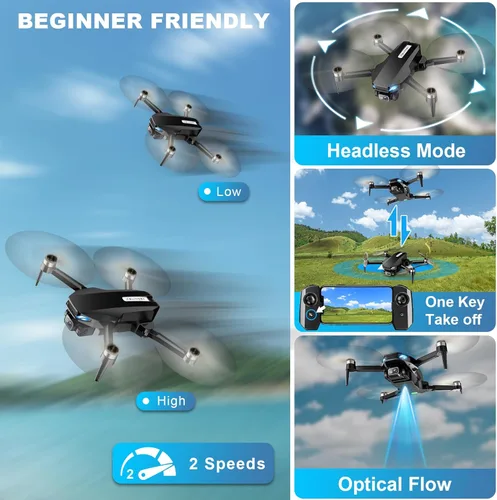 Miniatura 6 de Drone GPS con cámara para adultos, 2K HD FPV Drone con retorno automático, sígueme, vuelo circular, vuelo de punto de referencia, vuelo estable