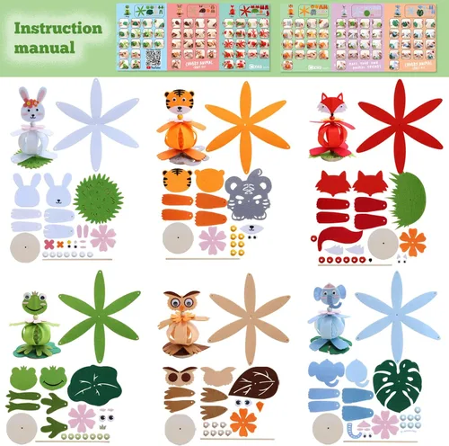 Miniatura 2 de Kits de manualidades Coola para niños de fieltro Animales pequeños para niños - Pack de 6 Arte y manualidades DIY Juguetes educativos tempranos