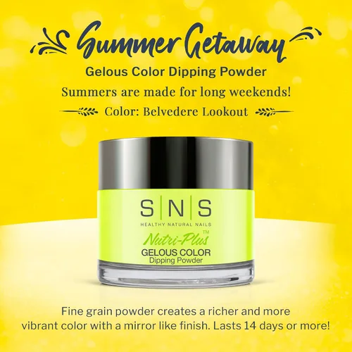 Miniatura 2 de SNS - Polvo de inmersión para uñas, polvo de inmersión de color geloso, Belvedere Lookout (amarillo, crema), color de uñas de larga duración dura 14