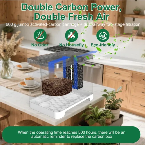 Miniatura 3 de 3L Compostador Eléctrico para Cocina, Contenedor de Compostaje de Encimera, Modelo Inteligente de Un Toque, Manejo de Residuos de Cocina, con Triple