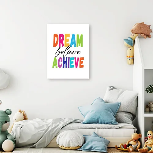 Miniatura 7 de JANLAN Dream Believe Achieve Wall Decor,Inspirational Positive Quotes Canvas Wall Art for Kids Room Classroom Nursery Playroom 11x15 Inch