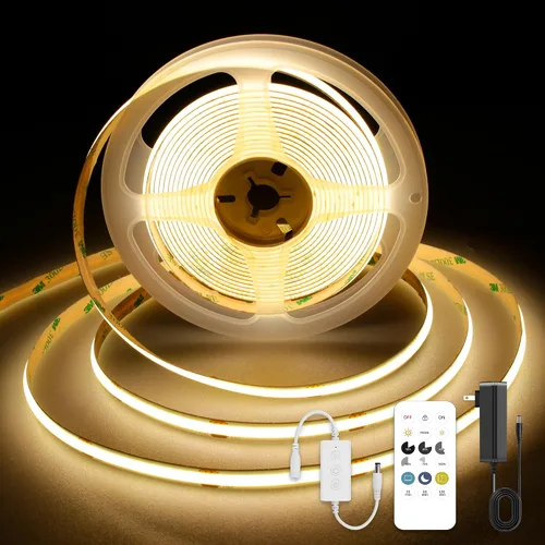 Miniatura 23 de Tira LED COB, tira de luz LED COB blanca cálida de 16.4 pies, tira de luz LED regulable de 2700 K, CRI92+, 0.315 in de ancho, cinta LED flexible