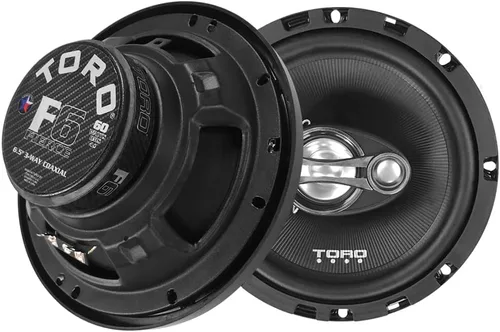 Toro Audio F6 - Altavoces coaxiales de 3 vías para automóvil de 6.5 pulgadas | Par de alta eficiencia de 120 W pico/60 W RMS, tweeters de 0.512 in,