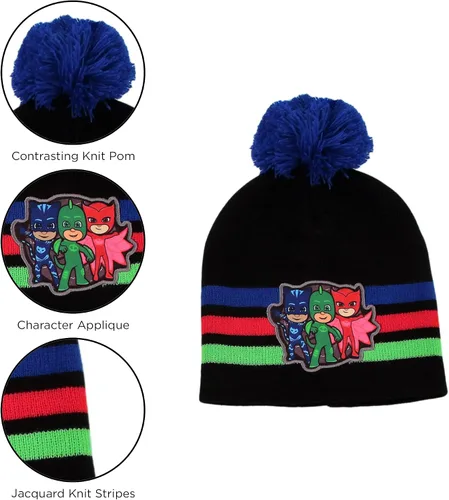 Miniatura 3 de PJ Masks Conjunto de sombrero, bufanda y mitones de invierno para niños de 2 a 4 años o sombrero, bufandas y guantes para niños de 4 a 7 años