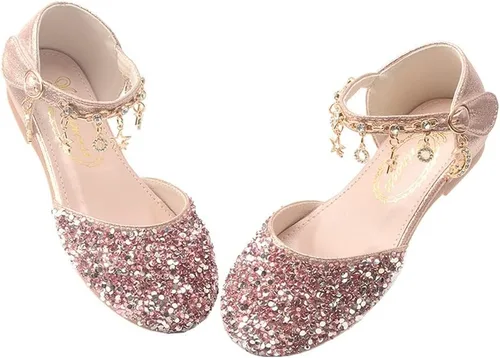 Zapatos planos de ballet Mary Jane con diamantes de imitación para niña, con brillantina, para niña de las flores, para boda, fiesta, zapatos para