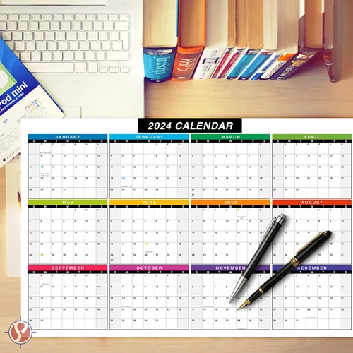 Miniatura 2 de Calendario de escritorio completo 2024 - Planificador de 12 meses de tamaño grande de 11 x 17" - Reversible vertical/horizontal de 2 caras - Impreso