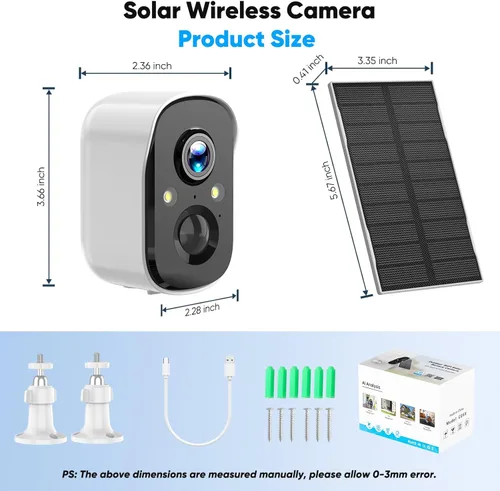 Miniatura 9 de Cámaras de seguridad solar Sofiwaa inalámbricas para exteriores, cámara solar 2K inalámbrica para el hogar, 2.4GHz WiFi, visión nocturna a