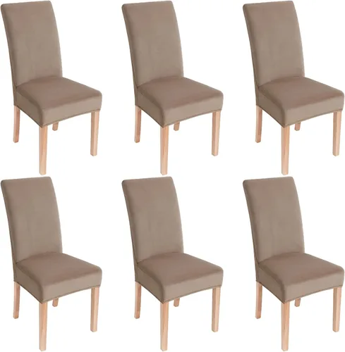 Miniatura 40 de smiry - Fundas para sillas de comedor de terciopelo elástico y suave, extraíbles, Terciopelo, Beige