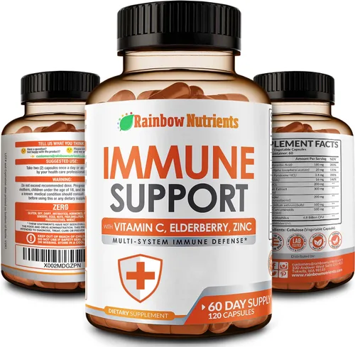 Suplemento de apoyo inmunológico 10 en 1 (sin rellenos) | Vitamina C, zinc, saúco, equinácea, cúrcuma, probióticos | Refuerzo de inmunidad para