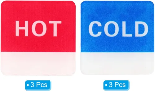 Miniatura 3 de PATIKIL Etiqueta autoadhesiva para agua caliente/fría, paquete de 3 pares/6 calcomanías cuadradas acrílicas para fregaderos de grifos, rojo/azul