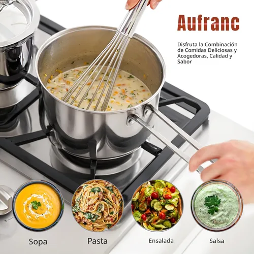 Miniatura 7 de Aufranc Juego de ollas y sartenes de acero inoxidable, 6 piezas antiadherentes de cocina de inducción, funciona con cocinas de inducción/eléctricas