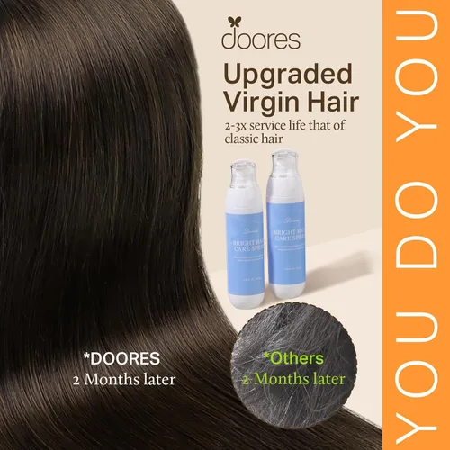 Miniatura 3 de DOORES Extensiones de cabello con clip invisible, marrón oscuro 130g 7 piezas 18 pulgadas, extensiones de cabello grueso virgen para mujeres, trama