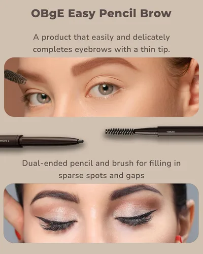 Miniatura 2 de OBgE Easy Pencil Brow (gris oscuro, 0.003 onzas), lápiz de cejas ultra fino con cepillo para dar forma precisa y sin esfuerzo. Color natural