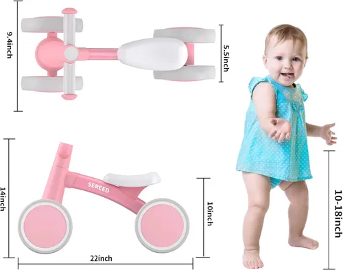 Miniatura 3 de SEREED - Bicicleta de equilibrio para bebés de 1 año, niños y niñas de 12 a 24 meses, primera bicicleta para niños de 4 ruedas, regalos de primer