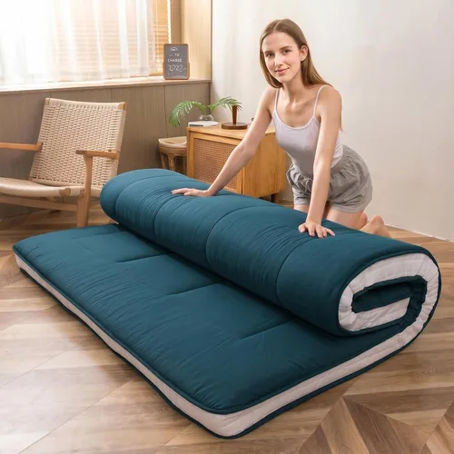Miniatura 13 de MAXYOYO Colchón tipo futón King de espuma, cubrecolchón de cama, colchón de suelo japonés, colchón plegable, colchón de futón, almohadilla de cama