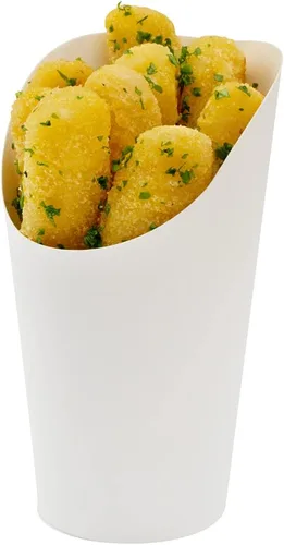 Miniatura 25 de Restaurantware Bio Tek - Recipientes de papas fritas de 12 onzas, 100 tazas desechables de charcutería, diseño inclinado, redondo, a rayas