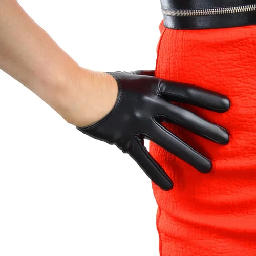 Guantes largos Tech para mujer, piel de cordero sintética, suave, color negro, sensible a la pantalla táctil, para fiestas de disfraces diarias