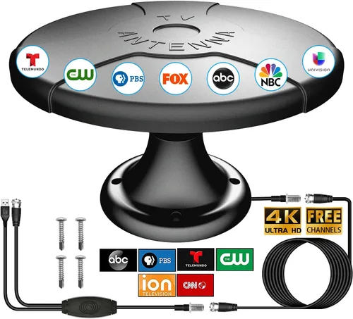 Antena de TV para caravanas al aire libre para cámper, antena digital 4K HDTV RV montaje en techo con amplificador para canales locales,