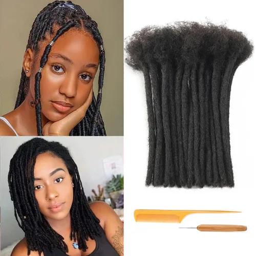 Miniatura 43 de Extensiones de Rastas de Cabello Humano 0.4cm de Grosor 4 Pulgadas 20 Hebras 100% Cabello Humano Real para Hombres/Mujeres/Niños Completamente