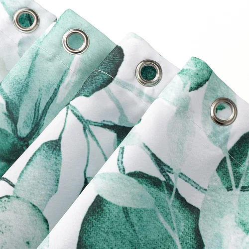 Miniatura 6 de Gibelle Cortina de ducha de eucalipto verde azulado, hojas de plantas de acuarela con diseño floral, juego de cortina de ducha de baño con ganchos