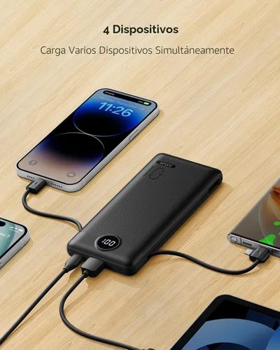 Miniatura 6 de Cargador portátil, banco de energía integrado y enchufe de pared de CA, banco portátil VRURC USB C de 10000 mAh, cargador de teléfono esencial