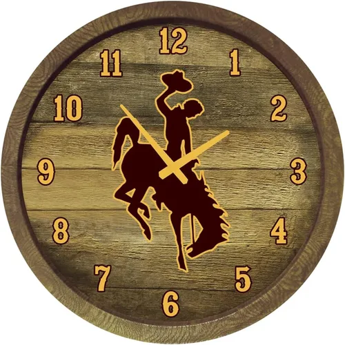 Miniatura 94 de The Fan-Brand NCAA Oklahoma Sooners: Reloj de pared con parte superior de barril de imitación para decoración de bar, decoración de fiesta