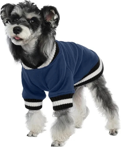 FUAMEY Sudadera con capucha para perro - Suéter de forro polar para mascotas cálido de invierno, suave, lindo suéter azul para perrito, niño o niña,