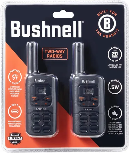 Miniatura 4 de Bushnell LPX150 Walkie Talkie Radio – Calidad fiable, diseño resistente, 0.5 W de potencia para 20 millas de alcance, radios bidireccionales