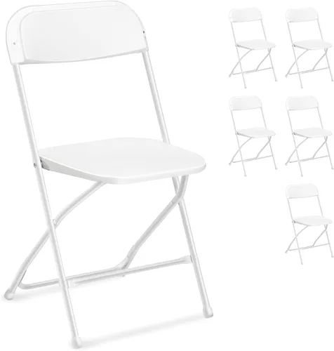 Miniatura 13 de FCH Silla plegable negra, marco de metal plegable con asiento de plástico sólido, portátil para eventos y fiestas, juego de comedor al aire libre