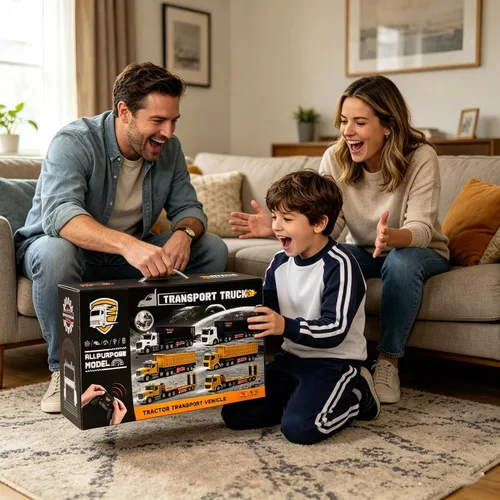 Miniatura 4 de Semirremolque de control remoto con remolque, de 24 pulgadas, camión de juguete para niños, contenedor 1:24 con luces LED y música, gran regalo